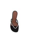 Amina Muaddi Black Silk Stiletto Heel Sandals