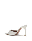 Amina Muaddi White Calf Leather Bos Taurus Stiletto Heel Sandals