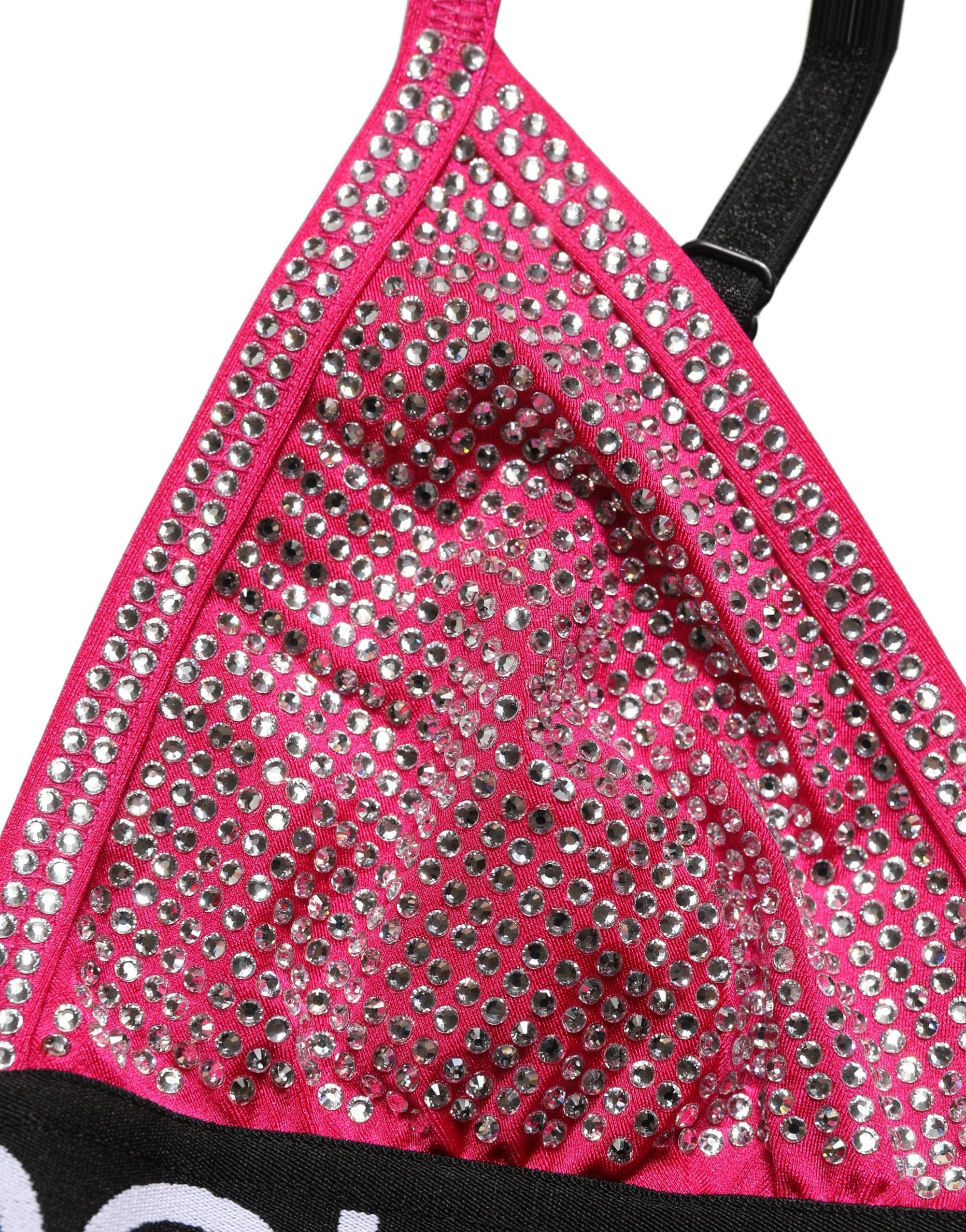 Dolce &amp; Gabbana Pink Crystal Embellished Bralette Crop Top