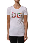 Dolce & Gabbana White DG Logo Embellished Round Neck T-shirt