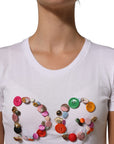 Dolce & Gabbana White DG Logo Embellished Round Neck T-shirt
