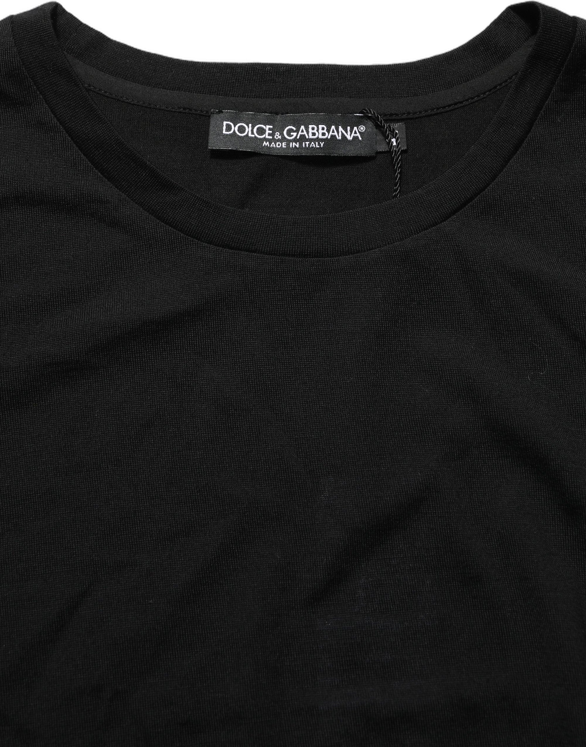 Dolce &amp; Gabbana Black Wool Crew Neck Short Sleeves Men T-shirt