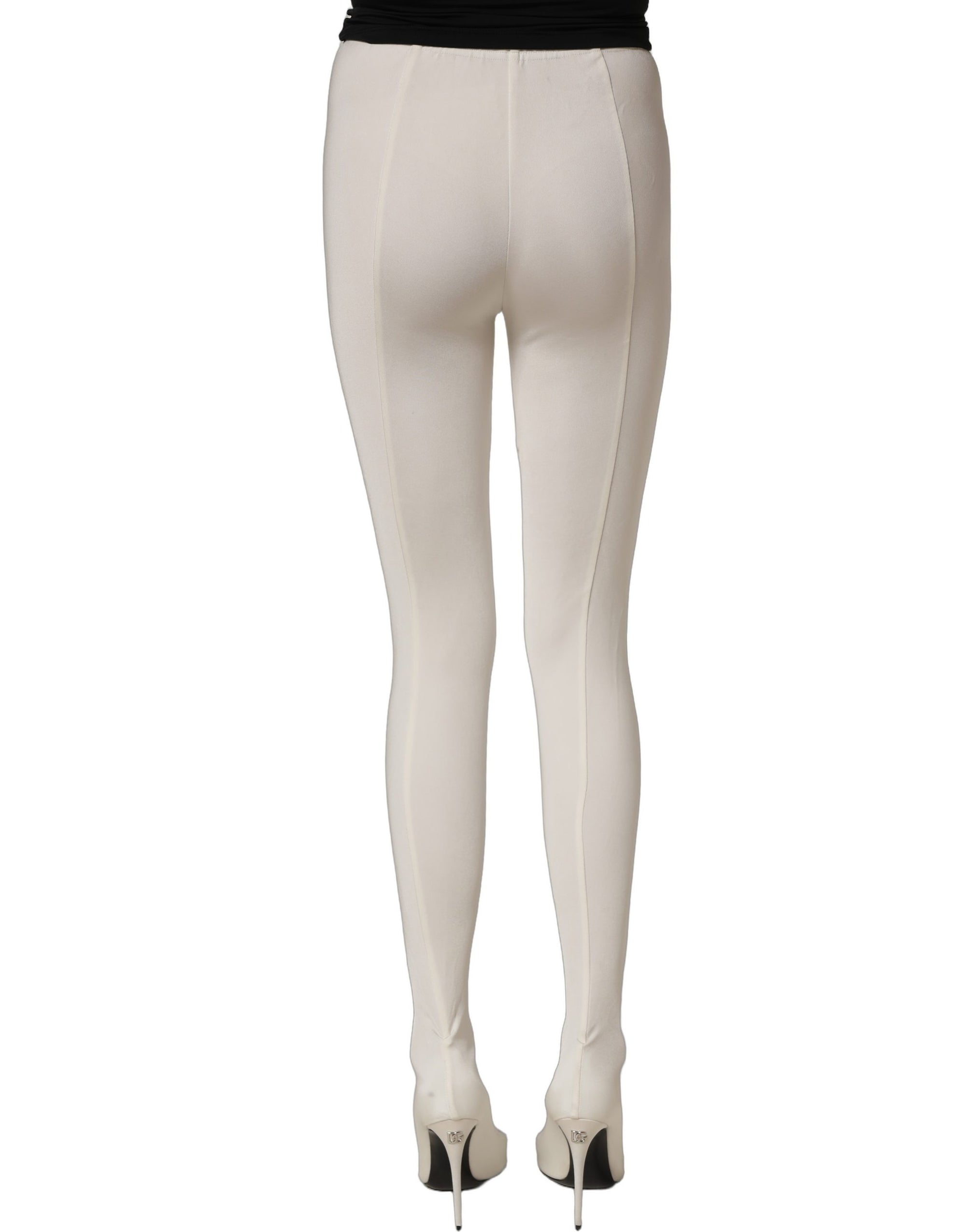 Dolce &amp; Gabbana White High Heels Pumps Jersey Tights Shoes