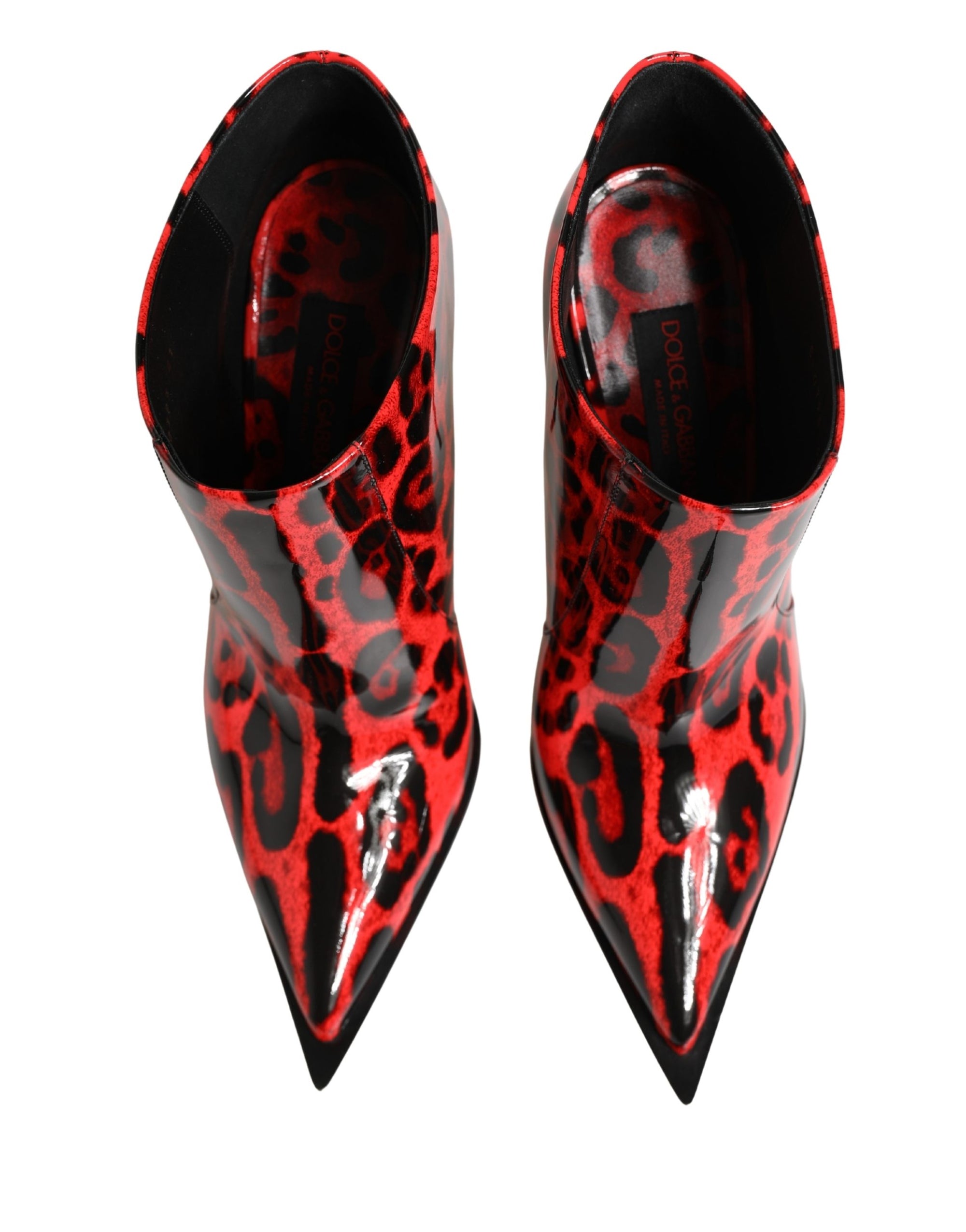 Dolce &amp; Gabbana Red Leopard Cardinale Ankle Boots Shoes