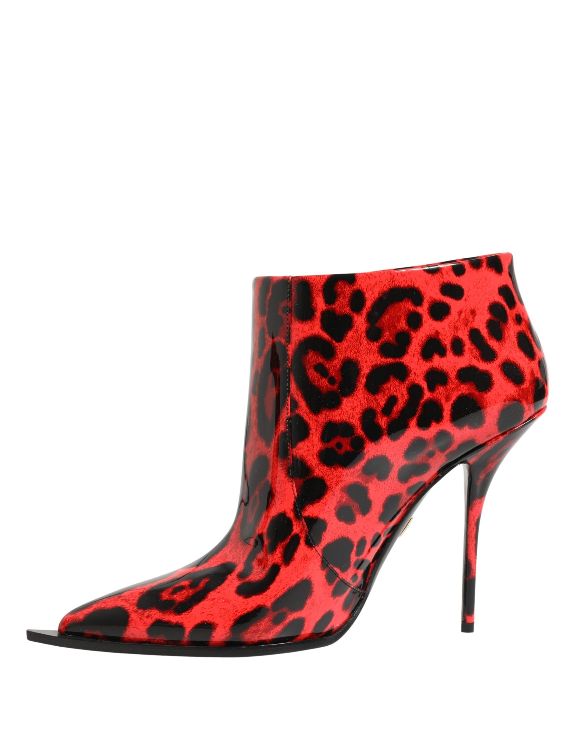Dolce &amp; Gabbana Red Leopard Cardinale Ankle Boots Shoes