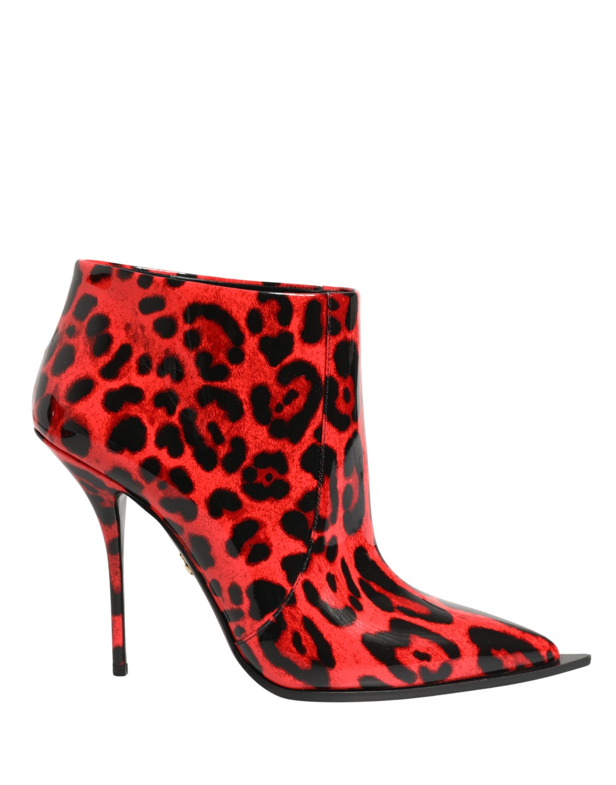 Dolce &amp; Gabbana Red Leopard Cardinale Ankle Boots Shoes