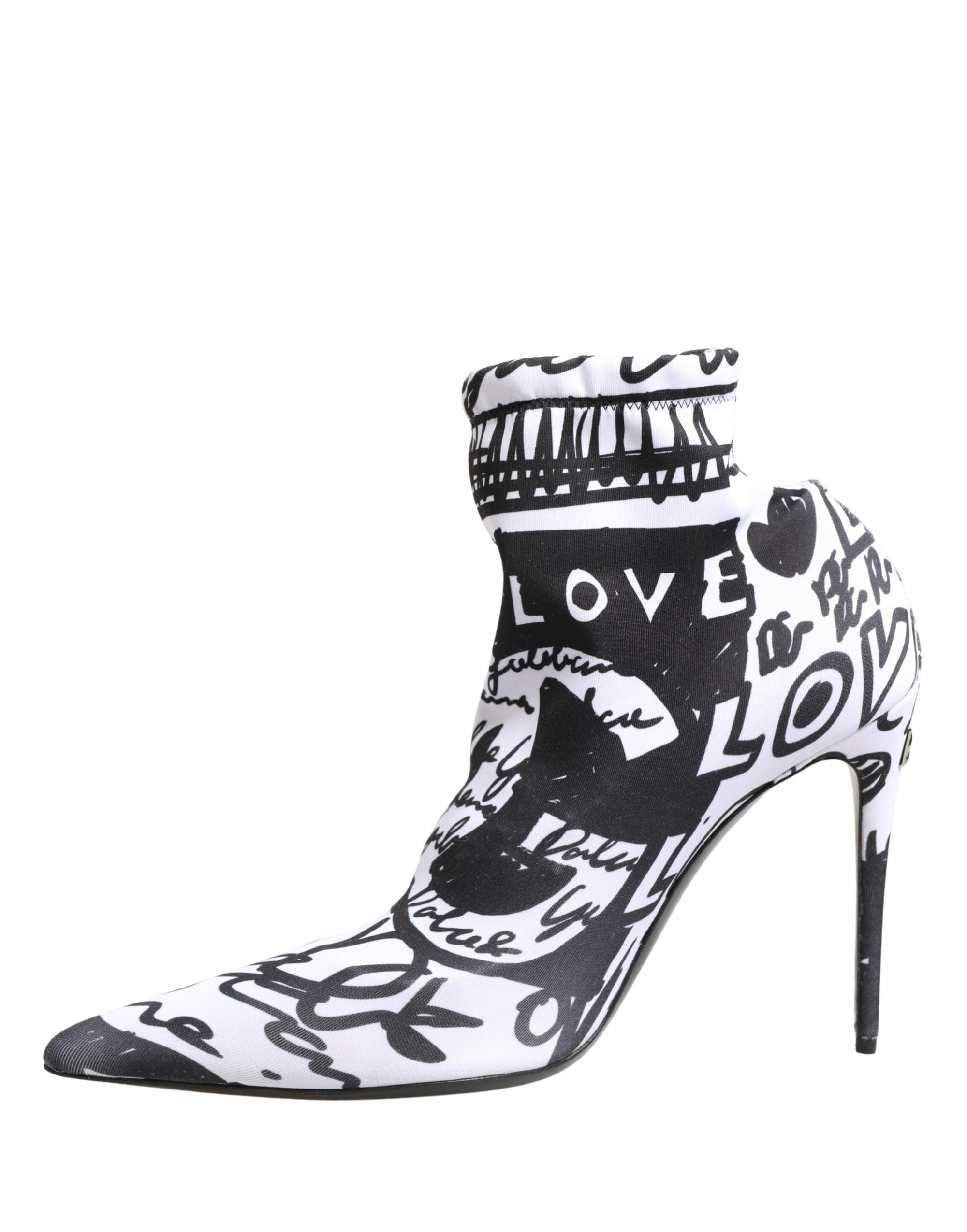 Dolce &amp; Gabbana White Graffiti Stretch Ankle Boots Shoes