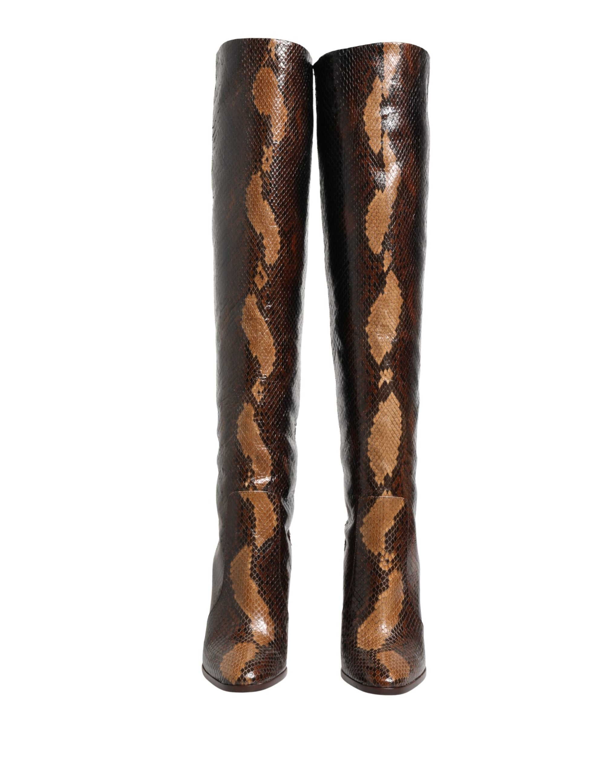 Dolce &amp; Gabbana Brown Exotic Leather Knee High Boots Shoes