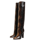 Dolce & Gabbana Brown Exotic Leather Knee High Boots Shoes