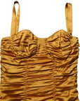 Dolce & Gabbana Gold Silk Ruched Bodycon Sheath Midi Dress