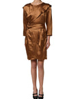 Emporio Armani Brown Satin Acetate Wrap Sheath Mini Belted Dress