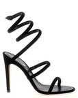 RENE CAOVILLA Black Textile Stiletto Heel Sandals