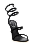 RENE CAOVILLA Black Textile Stiletto Heel Sandals
