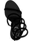 RENE CAOVILLA Black Textile Stiletto Heel Sandals