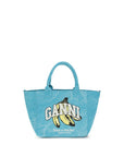 Ganni Blue Recycled Cotton Shoulder Bag