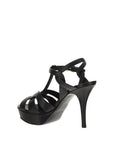 Saint Laurent Black Calf Leather Bos Taurus Platform Sandals