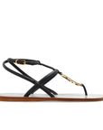 Fendi Black Leather Flat Sandals