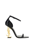 Saint Laurent Black Calf Leather Bos Taurus Stiletto Heel Sandals
