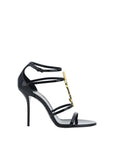 Saint Laurent Black Calf Leather Bos Taurus Stiletto Heel Sandals