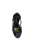 Saint Laurent Black Calf Leather Bos Taurus Stiletto Heel Sandals