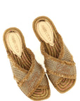 Jimmy Choo Gold Textile Slides