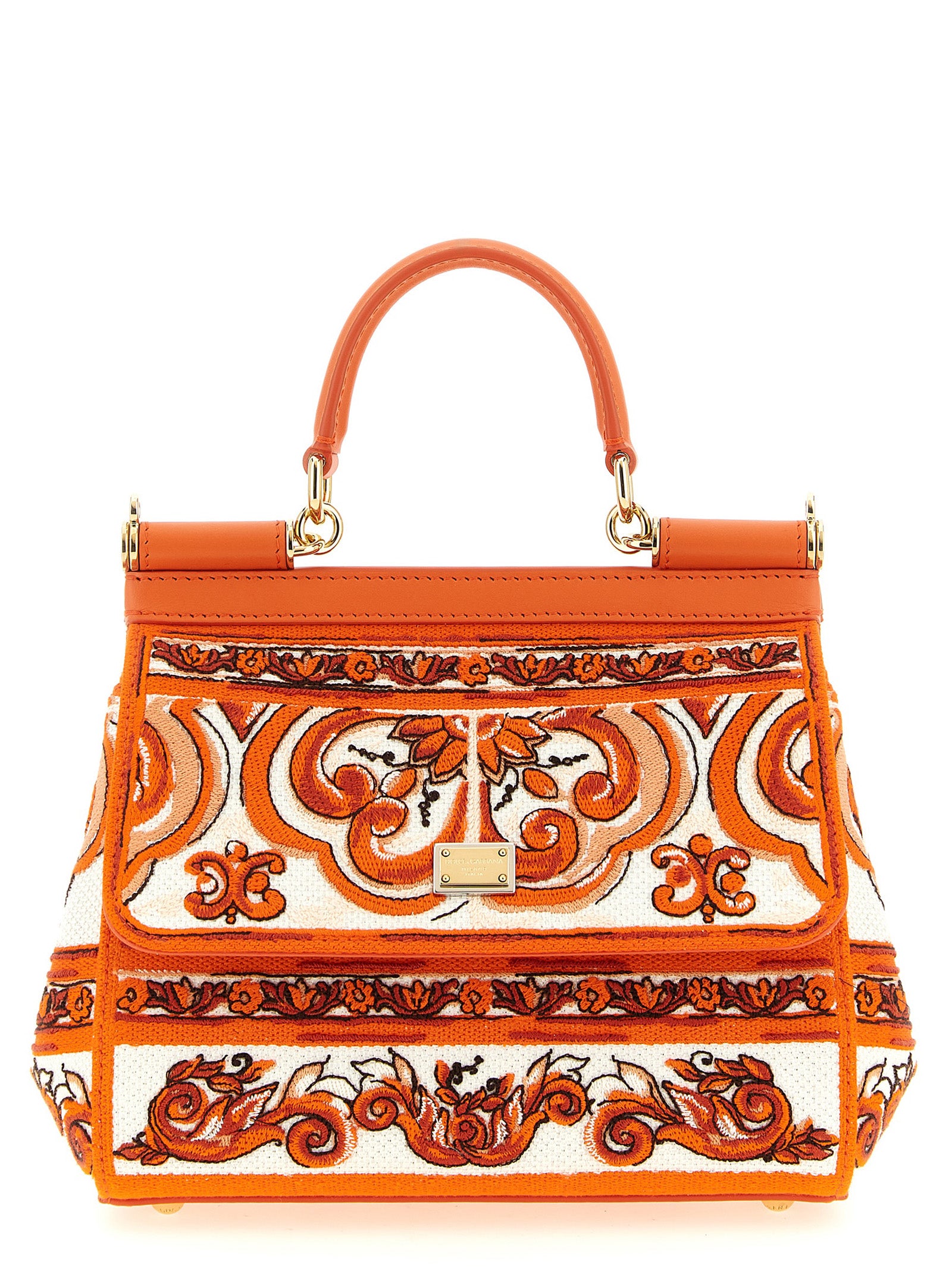 Dolce &amp; Gabbana Orange Cotton Handbag