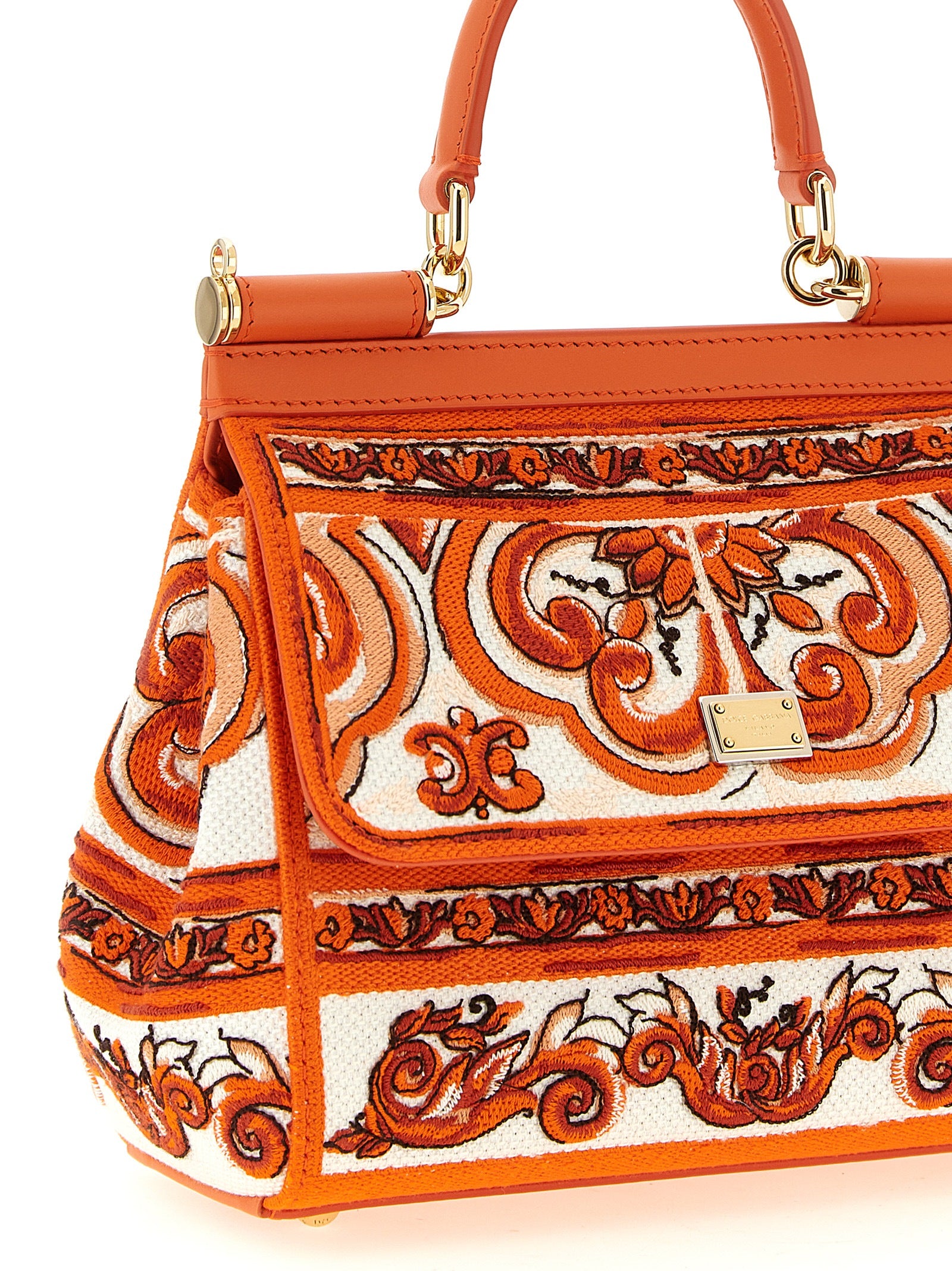 Dolce &amp; Gabbana Orange Cotton Handbag
