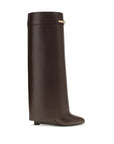 Givenchy Brown Calf Leather Bos Taurus High Heel Boots