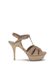 Saint Laurent Beige Calf Leather Bos Taurus Stiletto Heel Sandals