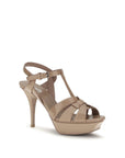 Saint Laurent Beige Calf Leather Bos Taurus Stiletto Heel Sandals