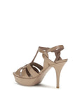 Saint Laurent Beige Calf Leather Bos Taurus Stiletto Heel Sandals