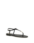 Saint Laurent Black Calf Leather Bos Taurus Flat Sandals
