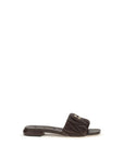 Miu Miu Brown Calf Leather Bos Taurus Flat Sandals