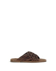 Miu Miu Brown Calf Leather Bos Taurus Flat Sandals