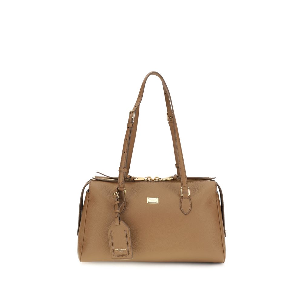 Dolce &amp; Gabbana Beige Calf Leather Bos Taurus Shoulder Bag