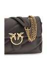 PINKO Brown Calf Leather Bos Taurus Shoulder Bag