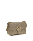 PINKO Gray Calf Leather Bos Taurus Shoulder Bag