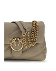 PINKO Gray Calf Leather Bos Taurus Shoulder Bag