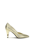 Versace Gold Calf Leather Bos Taurus High Heel Pumps