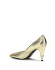 Versace Gold Calf Leather Bos Taurus High Heel Pumps