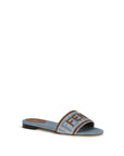 Fendi Blue Cotton Flat Sandals