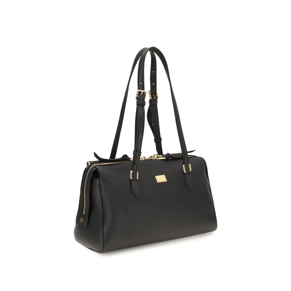Dolce &amp; Gabbana Black Calf Leather Bos Taurus Shoulder Bag