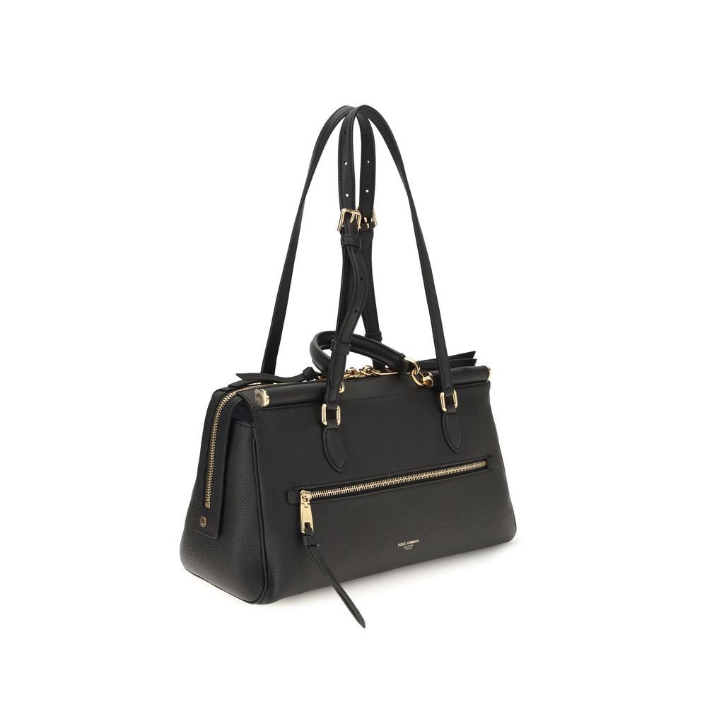Dolce &amp; Gabbana Black Calf Leather Bos Taurus Shoulder Bag