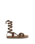 Miu Miu Brown Calf Leather Bos Taurus Strap-On Sandals