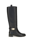 Ferragamo Black Calf Leather Bos Taurus Boots
