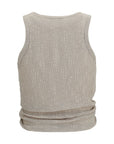 Magda Butrym Beige Lyocell Sleeveles T-Shirt