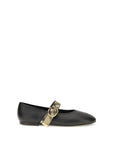 Burberry Black Calf Leather Bos Taurus Ballet Flats