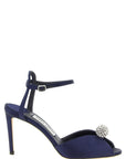 Jimmy Choo Blue Tencel Stiletto Heel Sandals