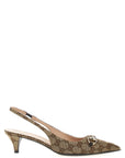 Gucci Beige Polyester Mid Heel Pumps