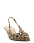 Gucci Beige Polyester Mid Heel Pumps